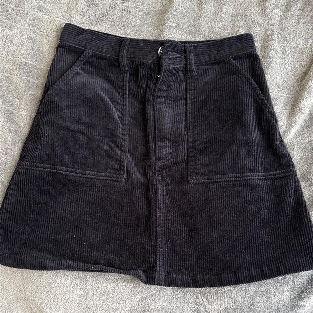 Monki Black Corduroy Mini Skirt